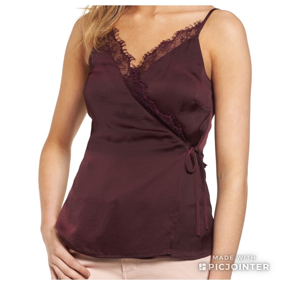 NWT. Chelsea28 Burgundy Wrap Camisole - SZ M.